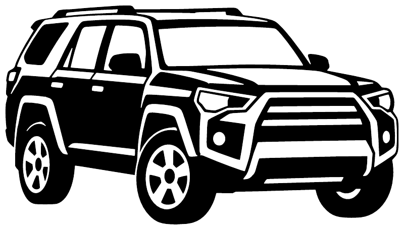 4Runner front three-quarter vinyl decal, black vehicle outline graphic