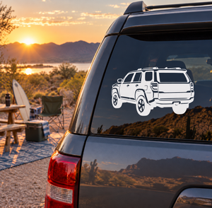 White 4Runner vehicle outline vinyl decal for rear quarter panel