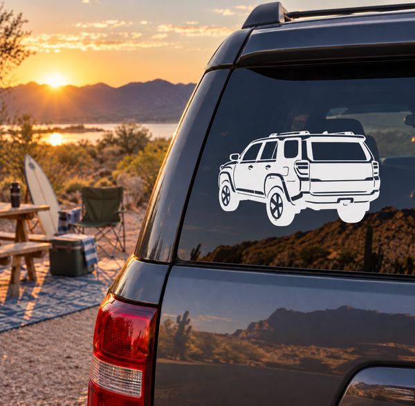 White 4Runner vehicle outline vinyl decal for rear quarter panel