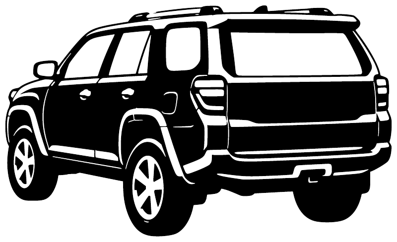 White 4Runner side-profile outline vinyl decal graphic on dark background