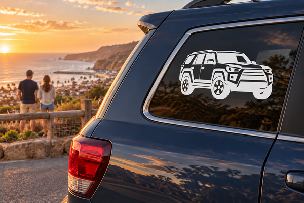 Vinyl decal: white 4Runner outline graphic for car rear window