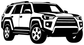 Vinyl decal graphic of a white 4Runner front low angle, isolated