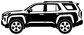Black-and-white side profile vinyl decal of an SUV, front facing left