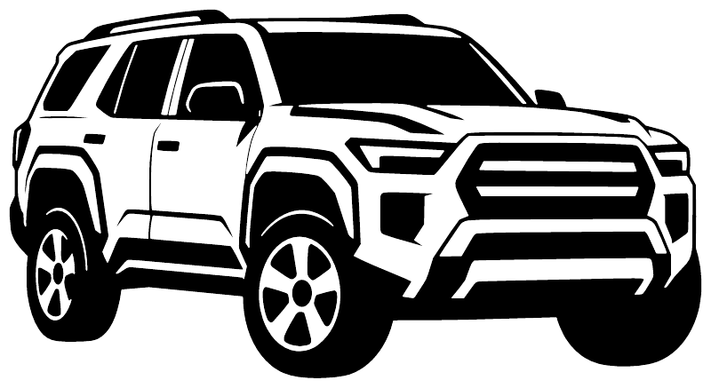 4Runner front three-quarter vinyl decal, white SUV cutout