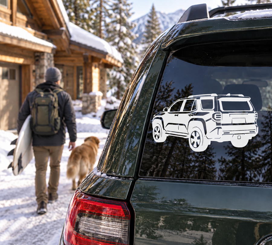 4Runner rear three-quarter vinyl decal with white SUV vehicle graphic