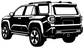4Runner vinyl decal, white SUV outline graphic with roof rack and wheel details