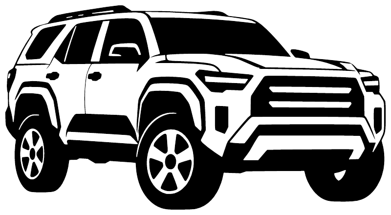 White and black SUV front-view vinyl decal showing grille and headlights