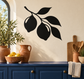 Black lemon branch vinyl decal with leaves and three fruit shapes
