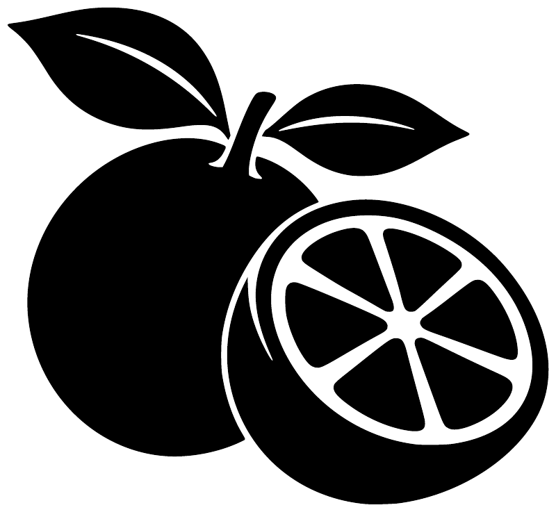 Split citrus sun vinyl decal in black and white with leaf and lemon wedge