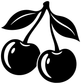 Black cherry pair vinyl decal close-up with two cherries and leaves