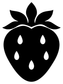 Black strawberry vinyl decal graphic with five leaves and five white teardrop drops