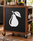 Pear and leaf vinyl decal, white fruit and leaf on dark surface