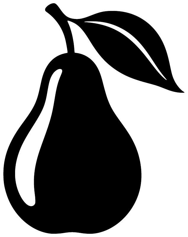 Pear and leaf vinyl decal, black pear and leaf graphic