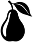 Pear and leaf vinyl decal, black pear and leaf graphic