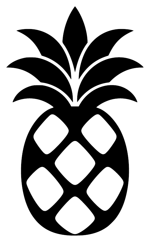 Pineapple summer vinyl decal close-up: black pineapple icon with leaf detail