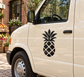 Black pineapple silhouette vinyl decal on vehicle door