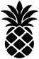 Black pineapple silhouette vinyl decal with spiky leaves and crisscross pattern