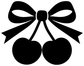 Black bow and two cherry vinyl decal, close-up graphic with looped ribbons