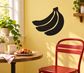Banana bunch vinyl decal, three black silhouette bananas for wall decor