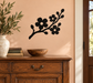 Black flower branch vinyl wall decal silhouette