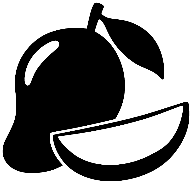 Black mango and banana slice vinyl decal with bold graphic outline