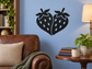 Strawberry heart vinyl decal pair, black with white dot detail