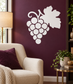 Grape cluster and leaf vinyl wall decal, white grape and leaf outline