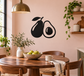 Fruit silhouette vinyl decal of two avocados, black paired shapes