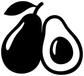 Two-avocado silhouette vinyl decal, black icons with seed shape