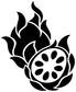 Black dragon fruit vinyl decal silhouette with flame shapes and dotted seed face