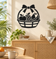 Black fruit basket vinyl decal with bow and berries in a striped basket