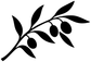 Close-up of black olive branch vinyl decal: leaves and three olive clusters