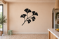 Black ginkgo fan sweep vinyl decal with flowing stem and layered leaves.
