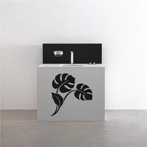 Monstera corner vinyl decal with black monstera leaf pattern