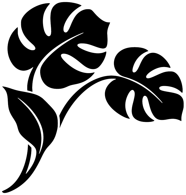 Monstera corner vinyl decal, black leaf silhouettes