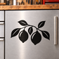 Black bough vinyl decal with five leaf and lemon/fruit shapes for cabinet doors