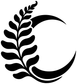 Close-up of black vinyl decal: crescent moon with leafy branch