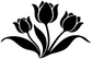 Black tulip crest vinyl decal, stylized tulip and leaves design