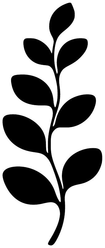 Black eucalyptus leaf sprig vinyl decal, bold silhouette