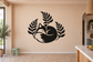 Black fox and fern vinyl wall decal