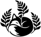 Black fox and fern vinyl decal, close-up of full design