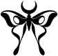 Black butterfly jewel vinyl decal with curved crescent and ornate wings