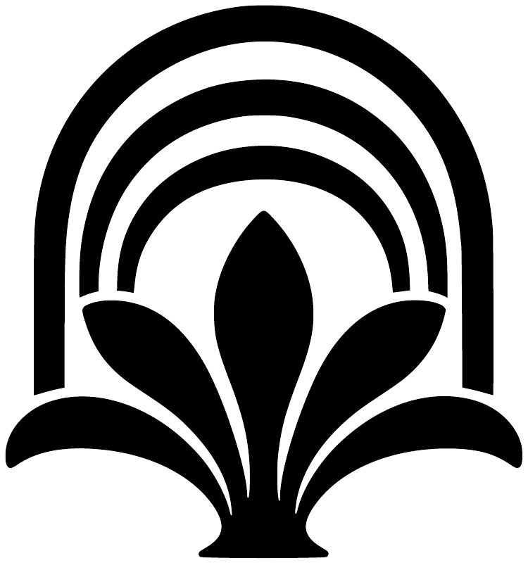 Arched palm fan vinyl decal, close-up black and white fan design