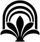 Arched palm fan vinyl decal, close-up black and white fan design