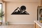Black mountain and sun vinyl decal, circular sun over three peak silhouettes