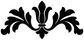 Acanthus drawer crest vinyl decal, bold black ornamental acanthus design on white