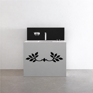 Black laurel handle crest vinyl decal with symmetrical leaves and diamond center