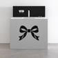 Black ribbon bow crest vinyl decal on light cabinet front