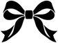 Close-up of black ribbon bow crest vinyl decal with symmetrical curls