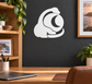 White sleeping longneck vinyl decal with crescent moon-style design